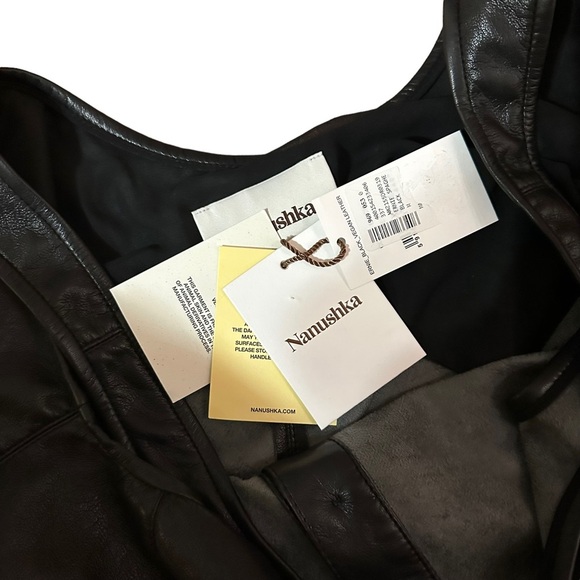 Nanushka NWT Black Ernie Faux Leather Dress Size M - Picture 6 of 7